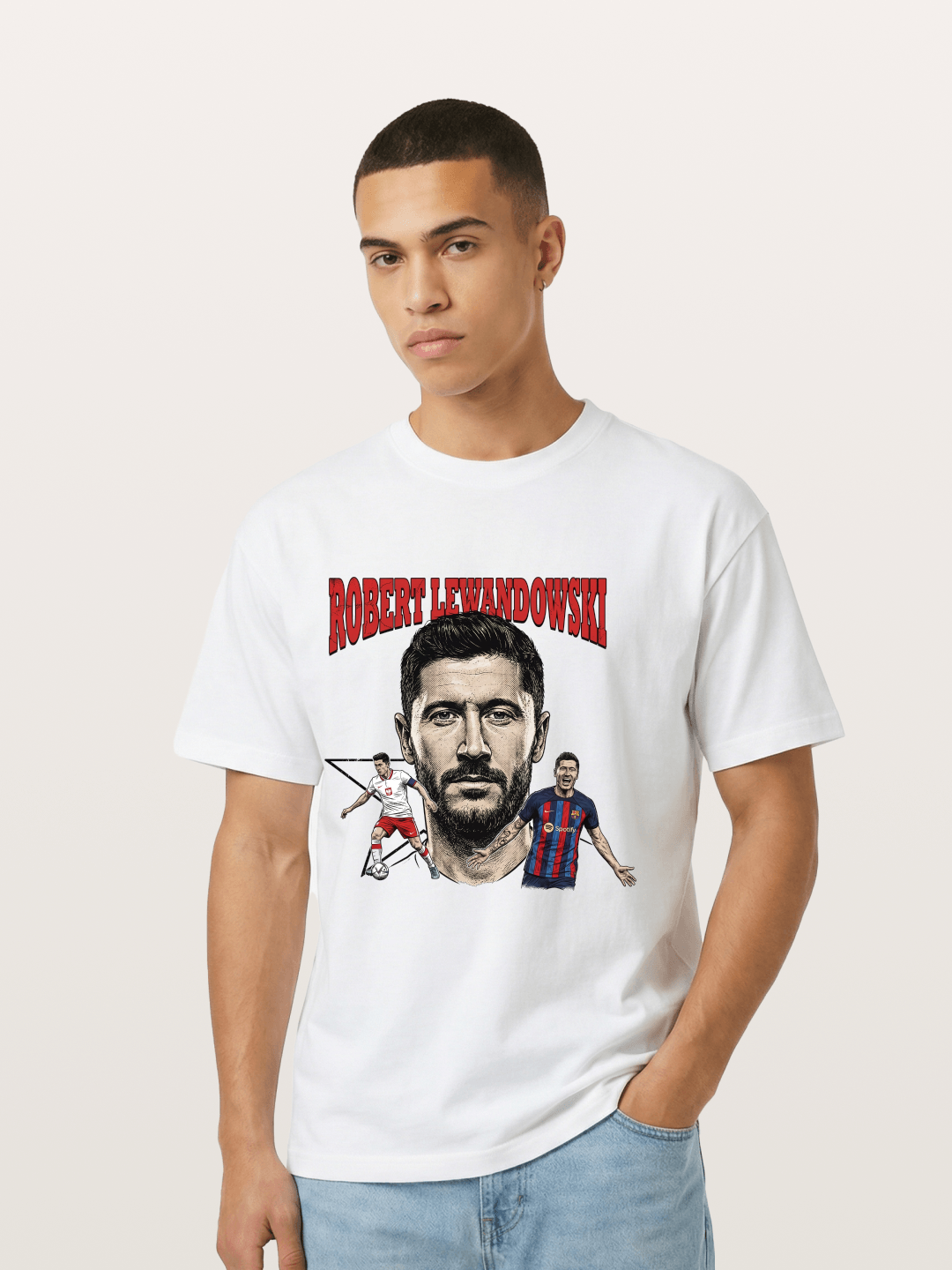Robert Lewandowski Football Art Gildan T-shirt