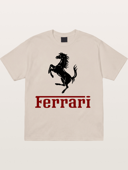 Ferrari Black Horse Logo Cotton T-shirt