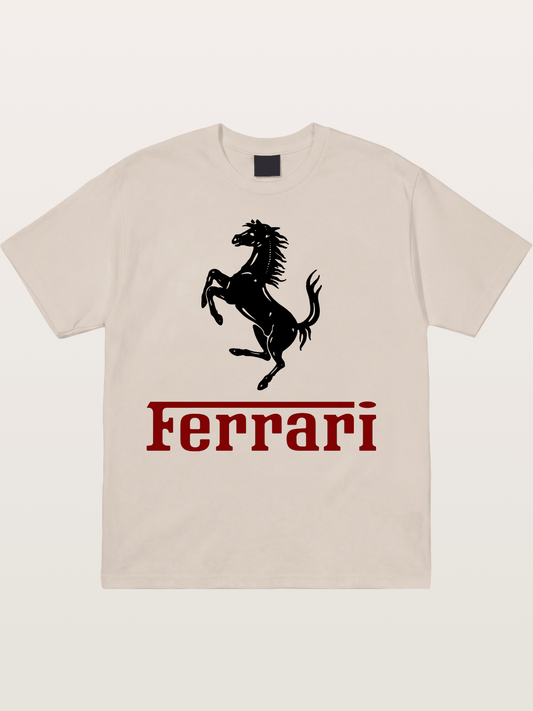 Ferrari Black Horse Logo Cotton T-shirt