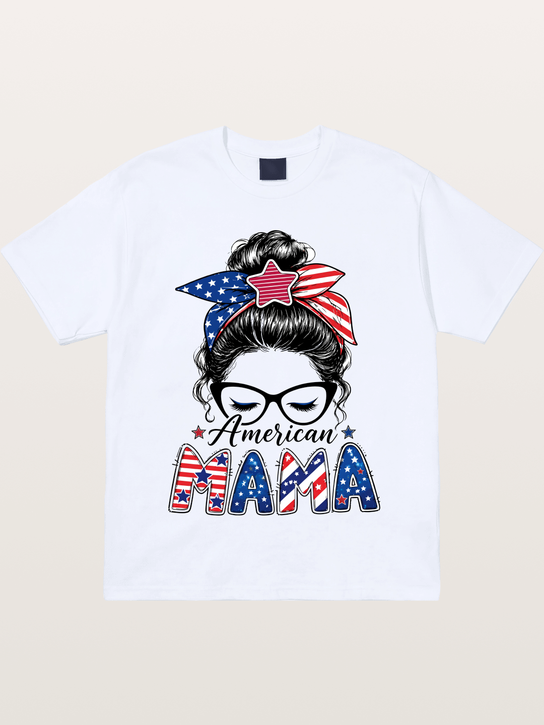 American Mama Messy Bun Art Gildan T-shirt