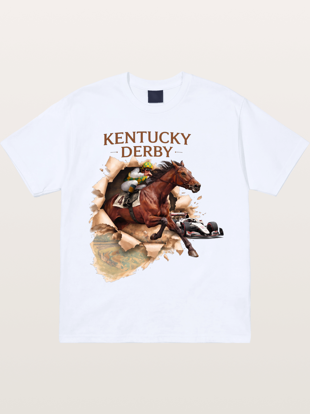 Derby Horse & Race Car Collage Design Gildan T-shirt