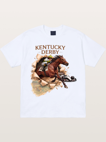 Derby Horse & Race Car Collage Design Gildan T-shirt