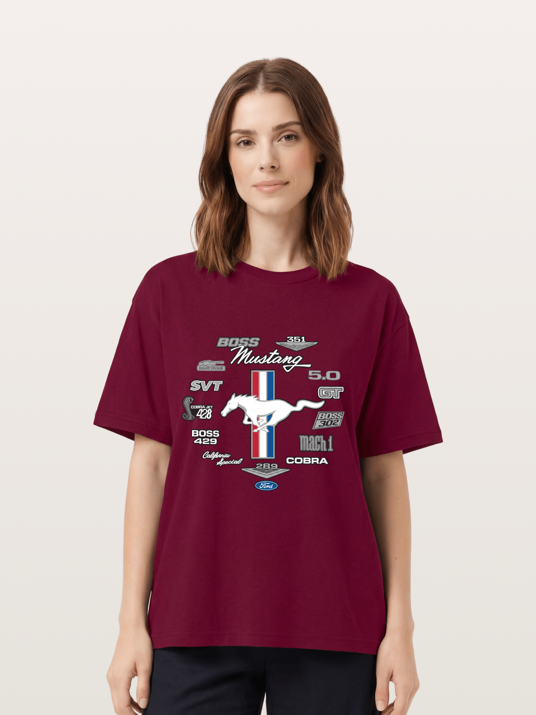 Ford Mustang Generations Badge Collection Gildan T-shirt