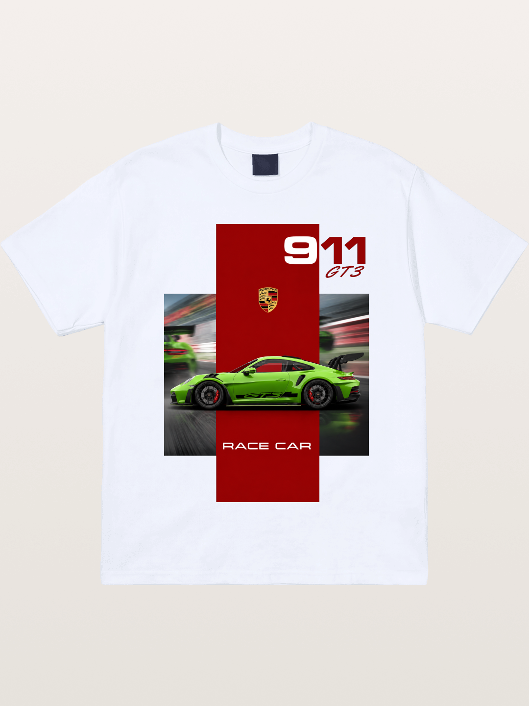 Porsche 911 GT3 Green Race Car Gildan T-shirt
