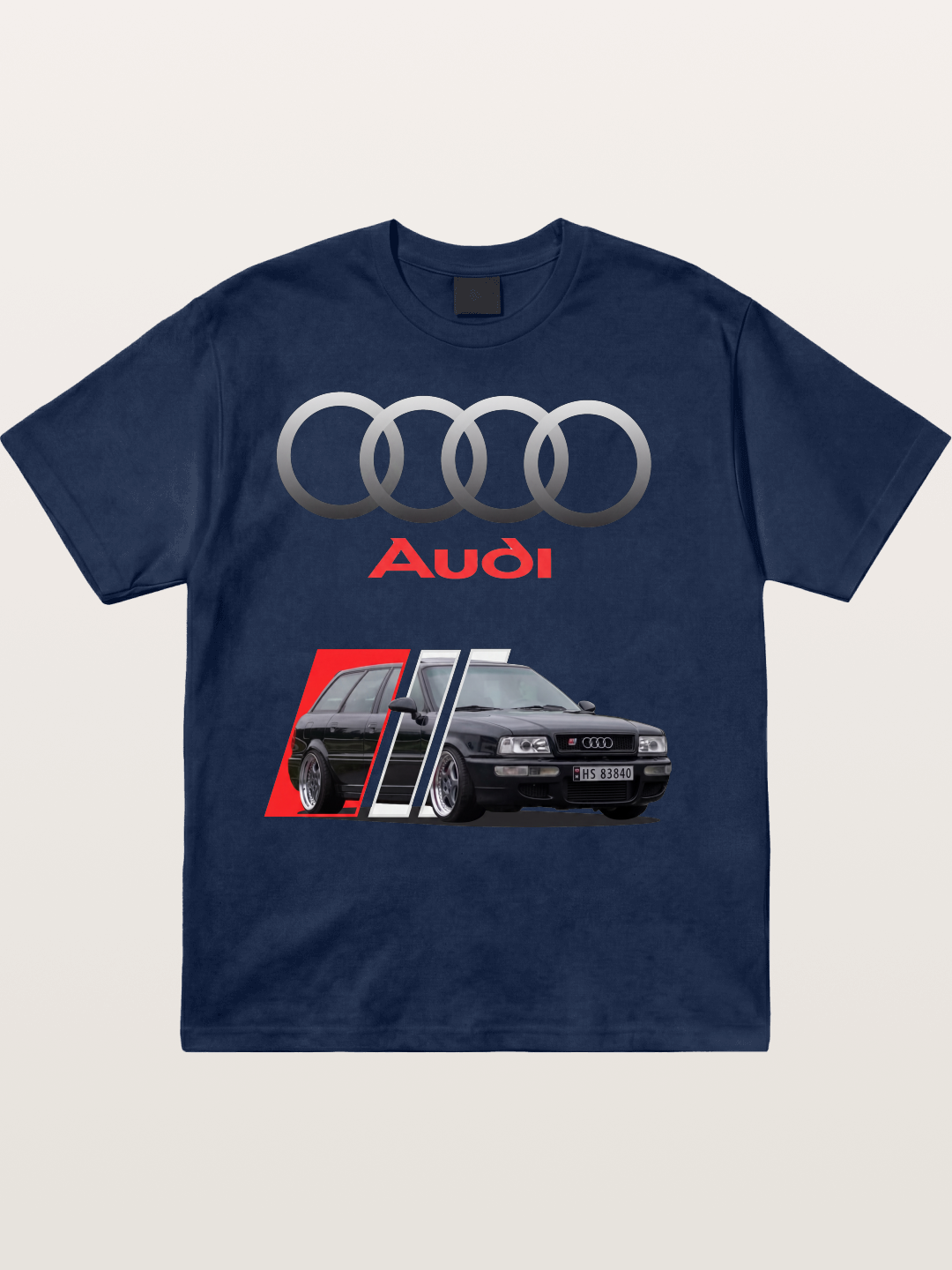 Audi Retro Car Split Design Cotton T-shirt