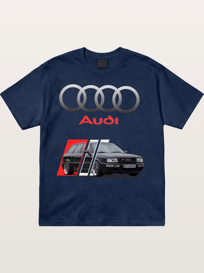 Audi Retro Car Split Design Cotton T-shirt