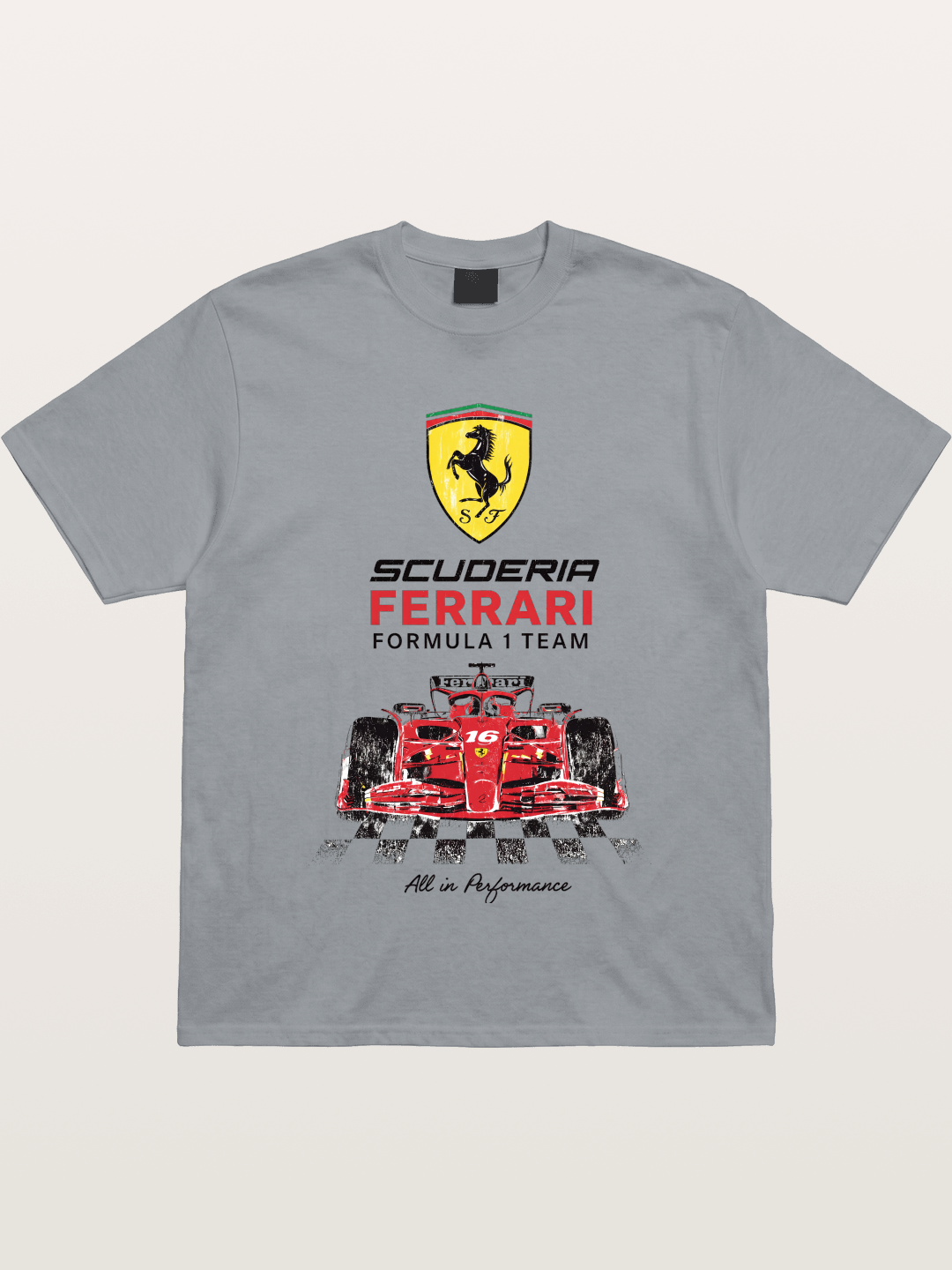 Ferrari F1 Team Racing Poster Gildan T-shirt