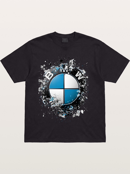 BMW Splash Paint Round Logo Cotton T-shirt