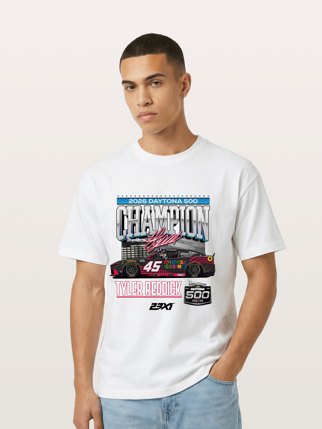 Tyler Reddick Daytona 500 Champion Print Gildan T-shirt