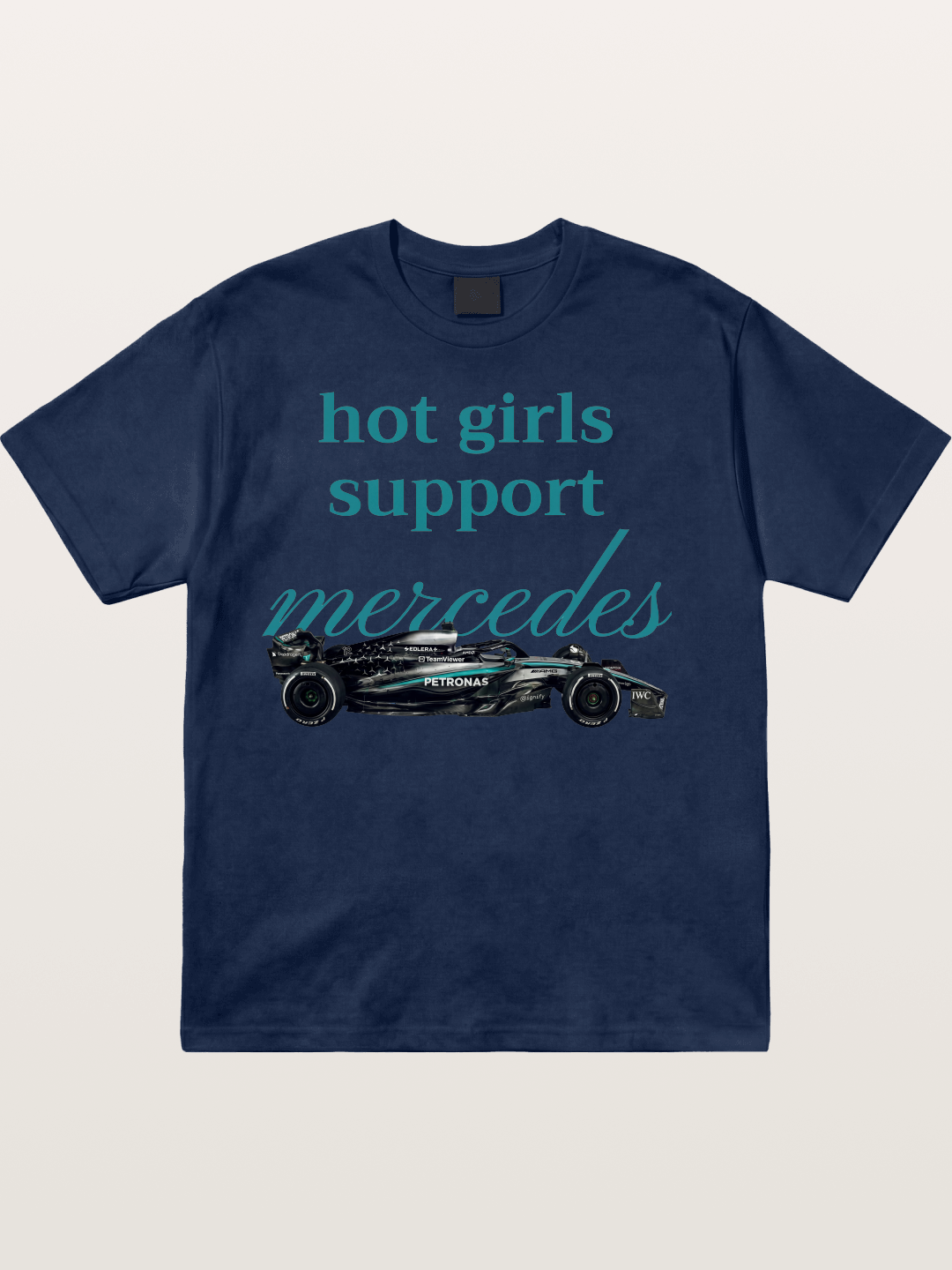 Mercedes F1 Racing Text Print Cotton T-shirt