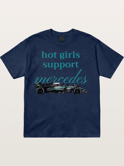 Mercedes F1 Racing Text Print Cotton T-shirt