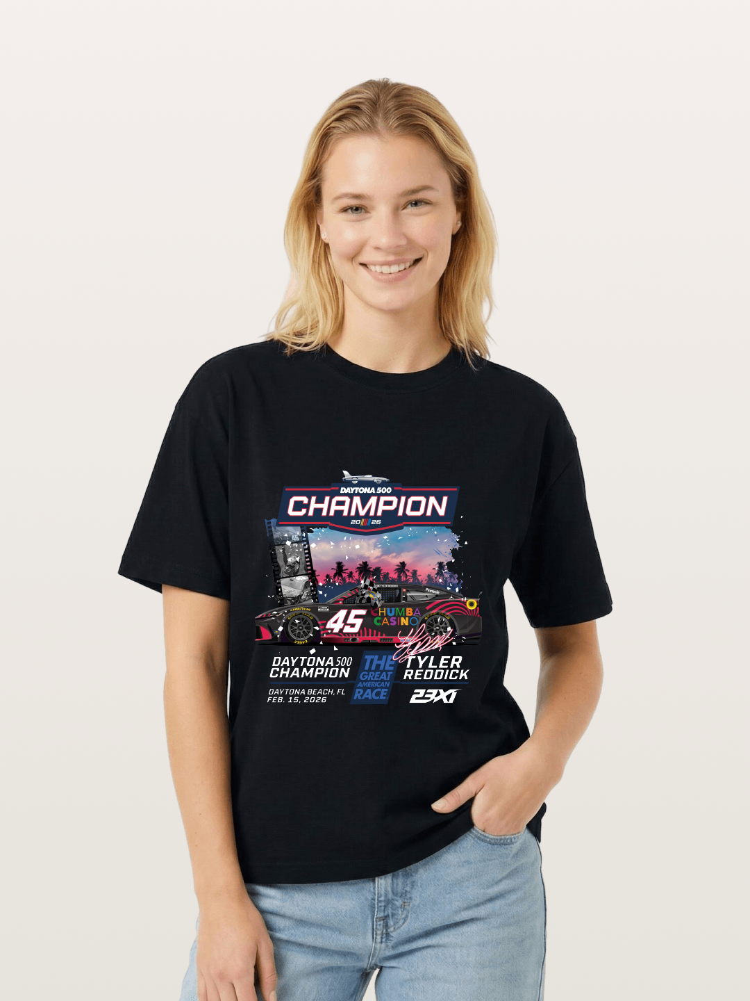 Tyler Reddick 45 Champion Car Art Gildan T-shirt