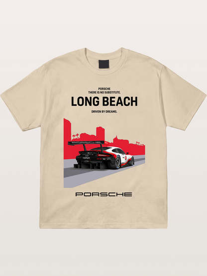 Long Beach Race Porsche Poster Gildan T-shirt