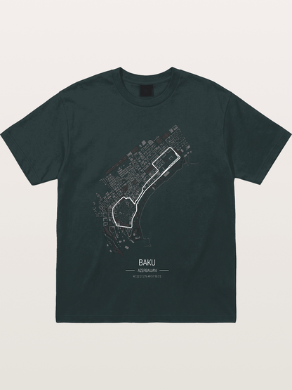 Baku City Circuit F1 Map Gildan T-shirt