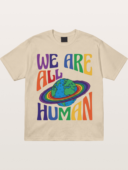 We Are All Human Rainbow Earth Design Gildan T-shirt