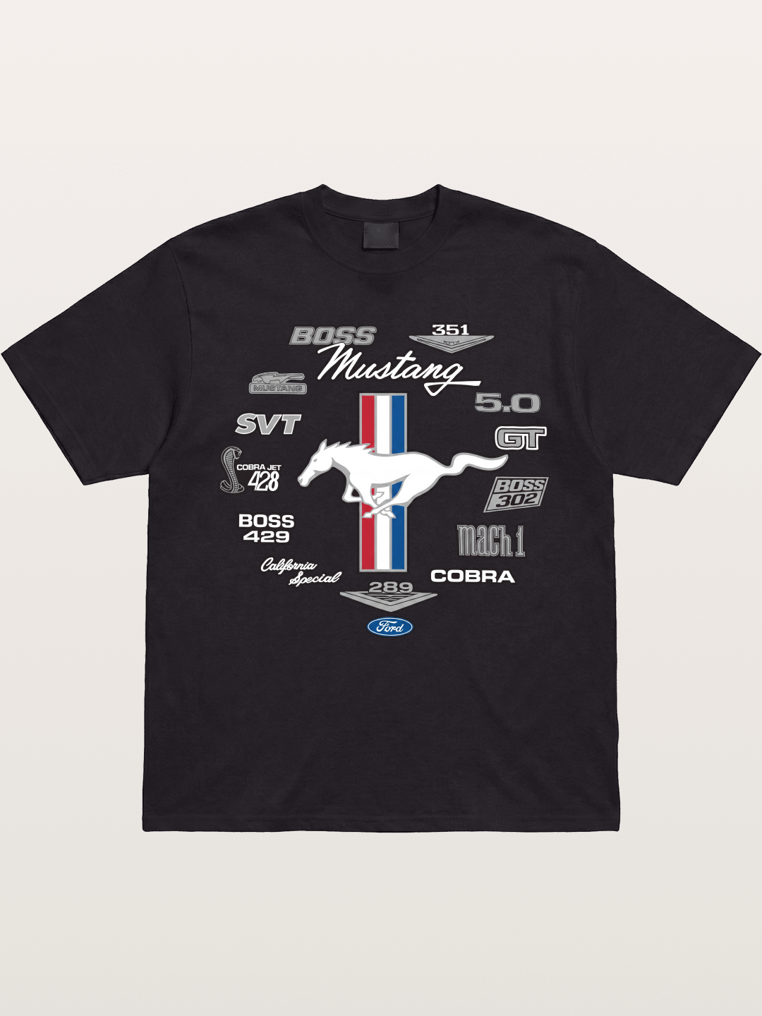 Ford Mustang Generations Badge Collection Gildan T-shirt