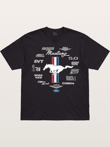 Ford Mustang Generations Badge Collection Gildan T-shirt
