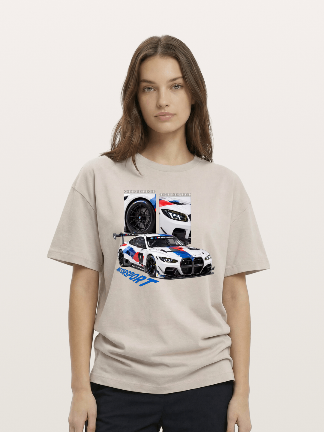 BMW M4 GT Race Car Collage Cotton T-shirt