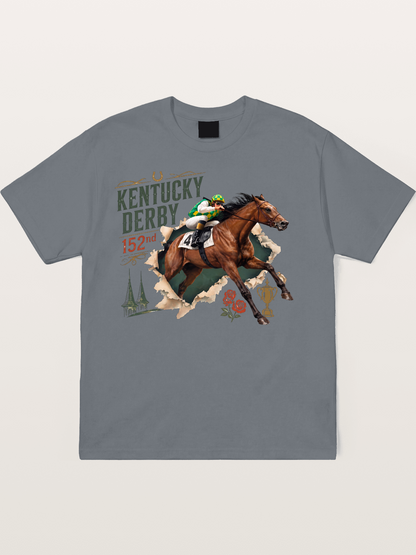 Kentucky Derby 152nd Horse & Roses Cotton T-shirt