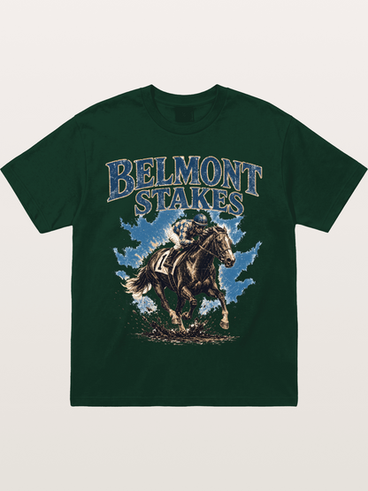 Belmont Stakes Mud Splash Poster Gildan T-shirt
