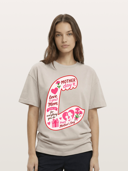 Mother's Day Love You Mom Art Cotton T-shirt