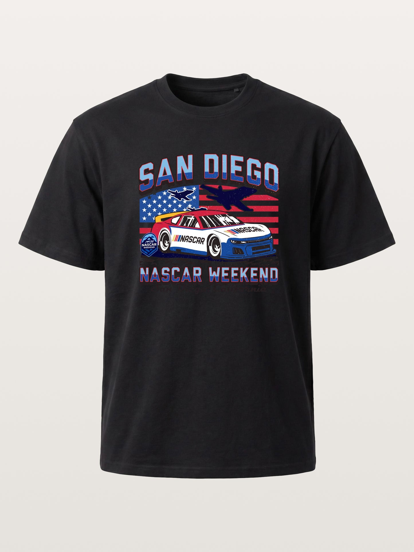 San Diego NASCAR Jet and Race Car Cotton T-shirt