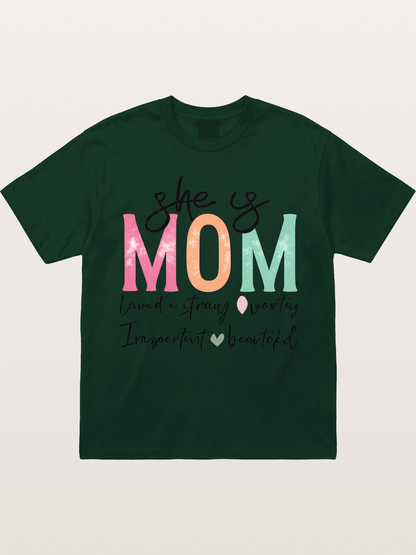 She is Mom Boho Pastel Print Gildan T-shirt