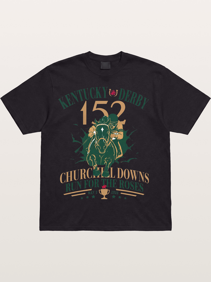 152nd Kentucky Derby Vintage Print Cotton T-shirt