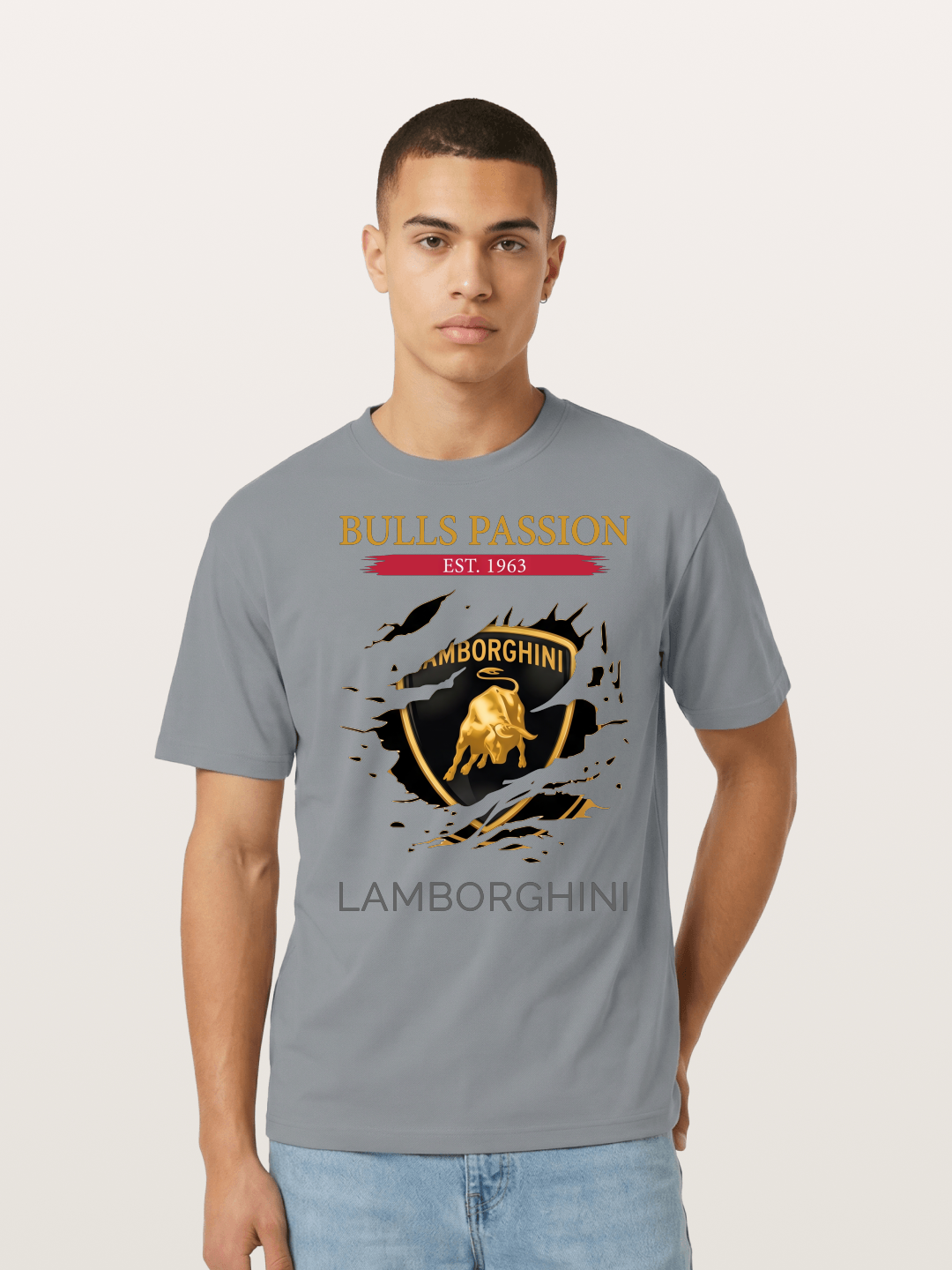 Lamborghini 1963 Tear Logo Cotton T-shirt