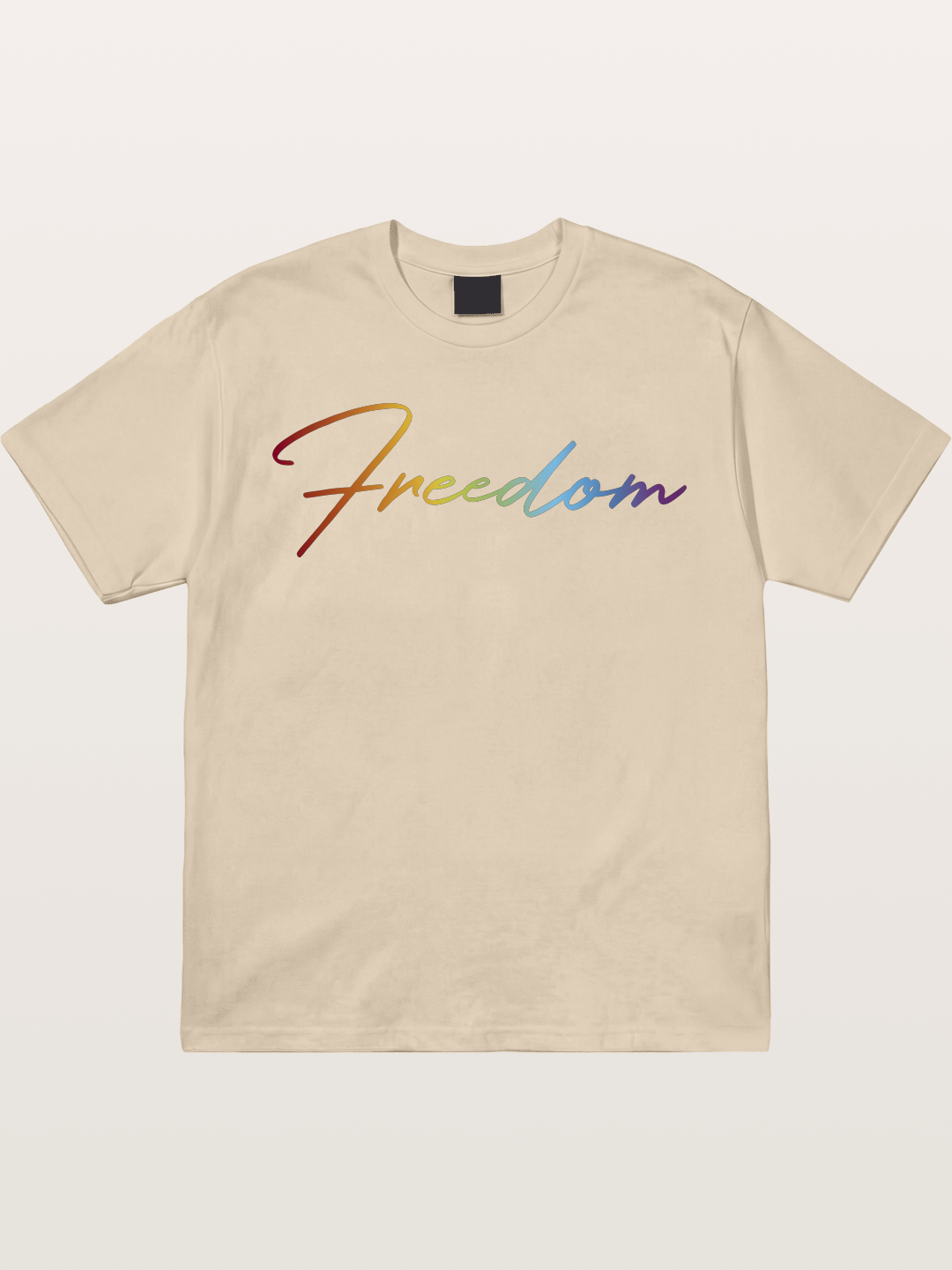 Freedom Rainbow Gradient Script Text Gildan T-shirt