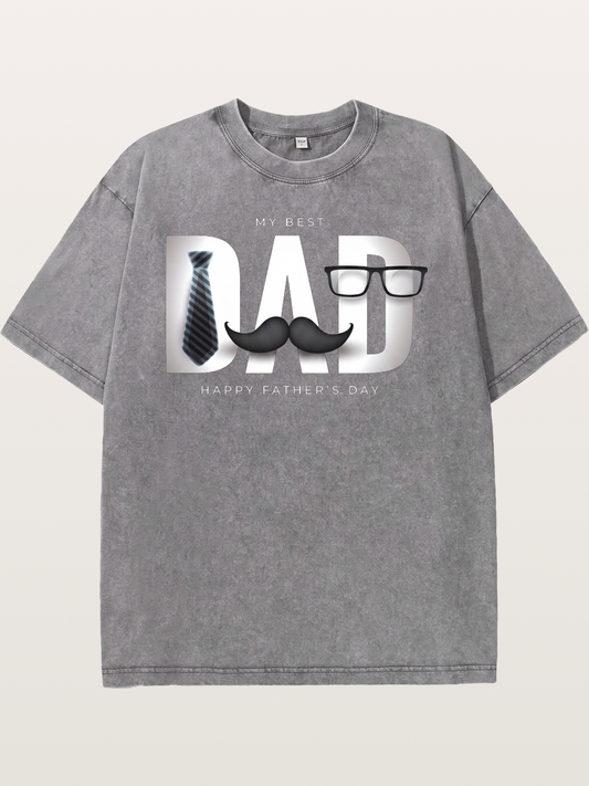 Gentleman Dad Tie Glasses Beard Washed T-shirt