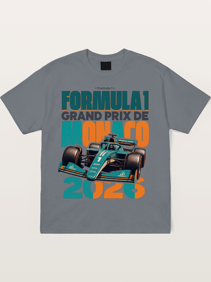 Teal Orange Monaco F1 Poster Cotton T-shirt---