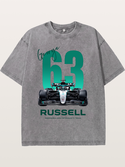 George Russell Mercedes F1 63 Washed T-shirt