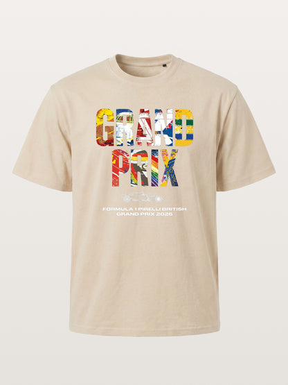 2026 British Grand Prix Multi-Flag Typography Gildan T-shirt