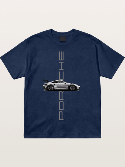 Porsche 911 Vertical Text Design Cotton T-shirt