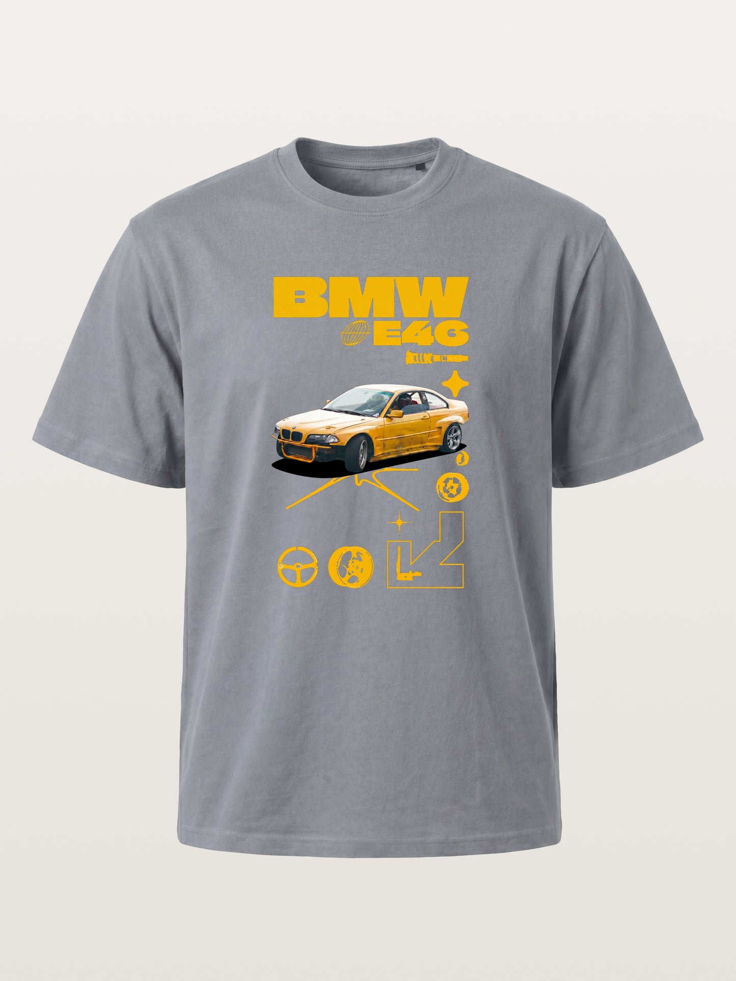 BMW E46 Yellow Tuner Print Gildan T-shirt