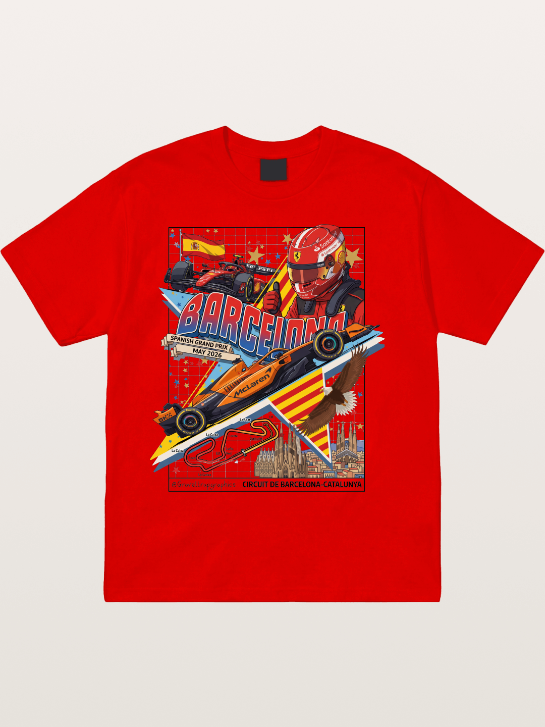 Barcelona GP Spanish Landmark Collage Cotton T-shirt