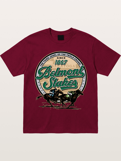 Belmont Stakes Two Horses Racing Gildan T-shirt
