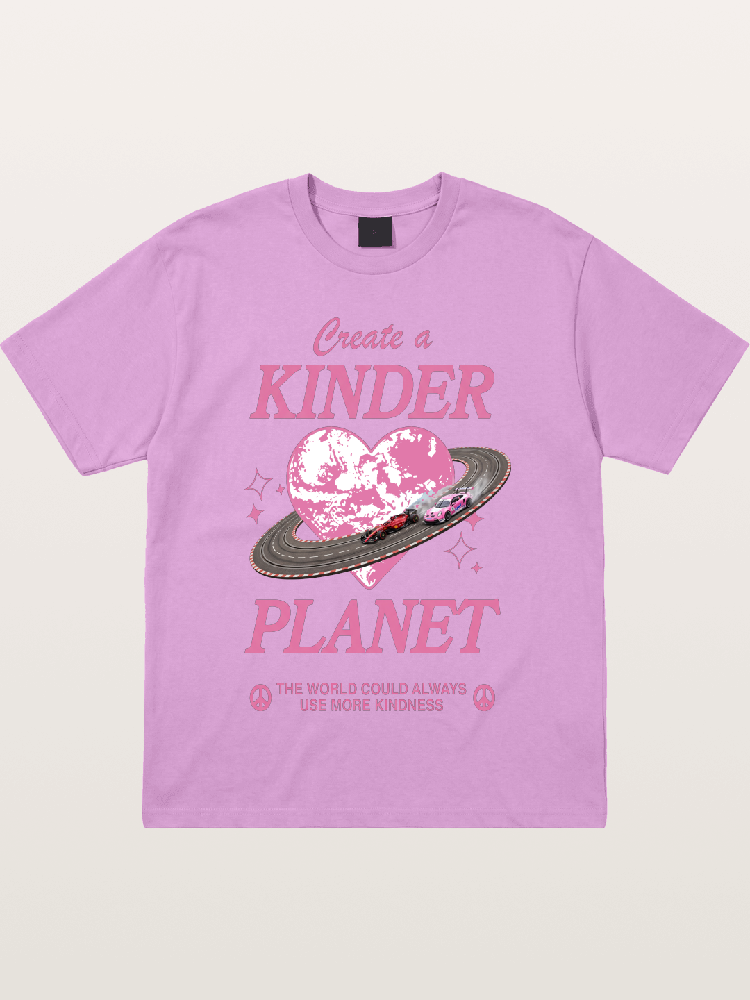 Pink Heart Earth Race Gildan T-shirt
