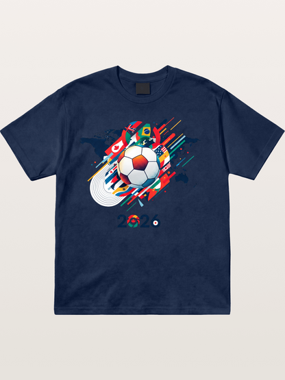 World Cup 2026 Global Flags Print Cotton T-shirt