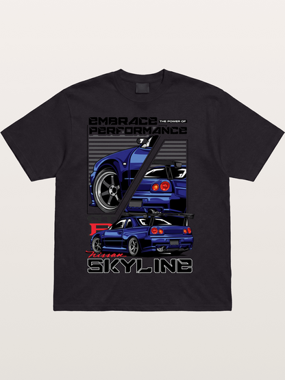 Nissan Skyline GT-R R34 Split View Cotton T-shirt