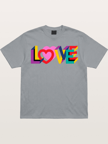 3D Love Typography With Heart Gildan T-shirt