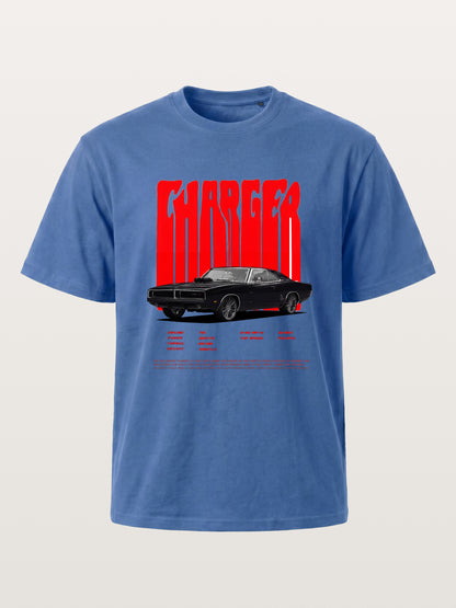 Red Charger Retro Muscle Print Gildan T-shirt