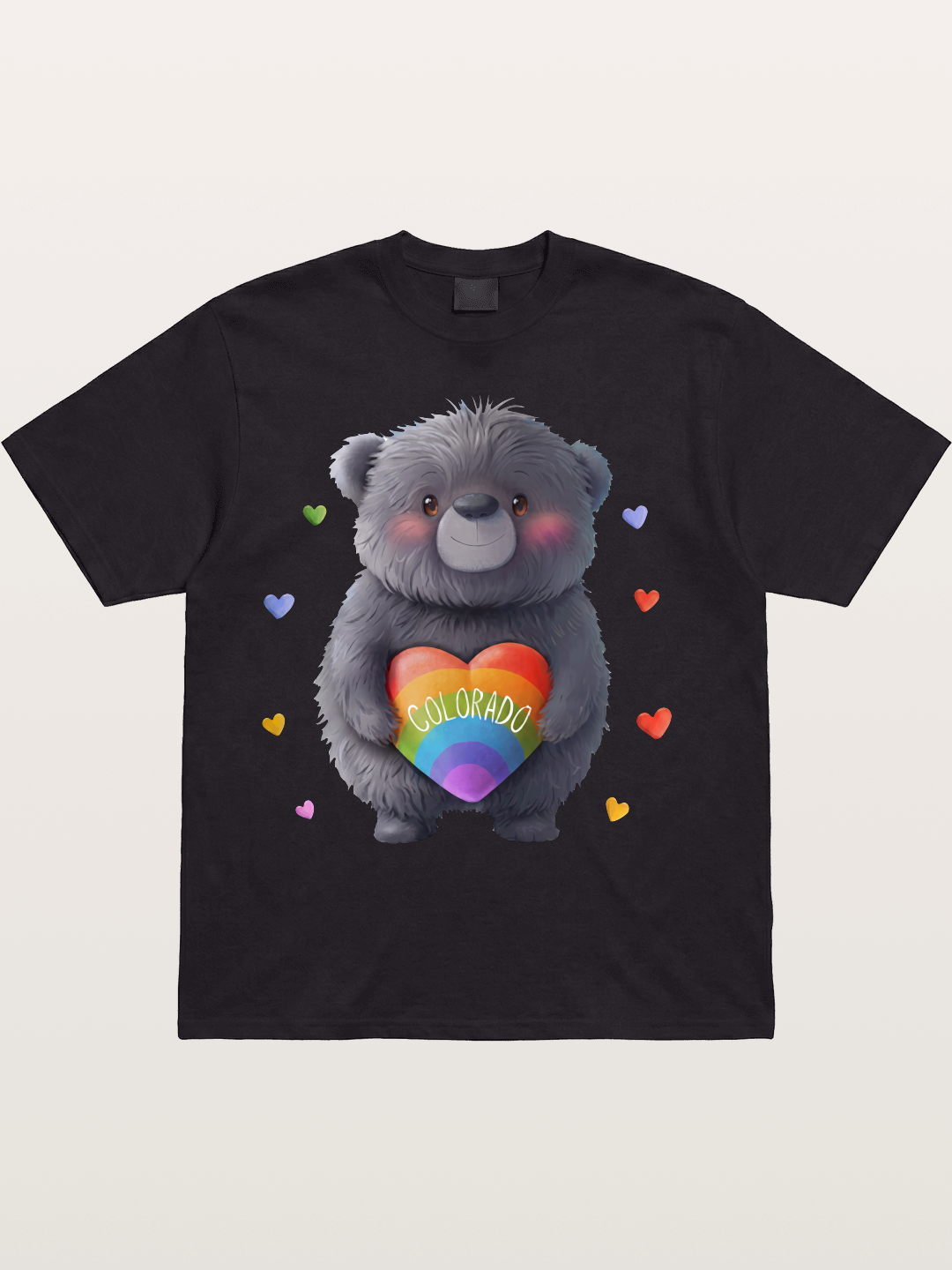Colorado Pride Bear With Rainbow Heart Cotton T-shirt