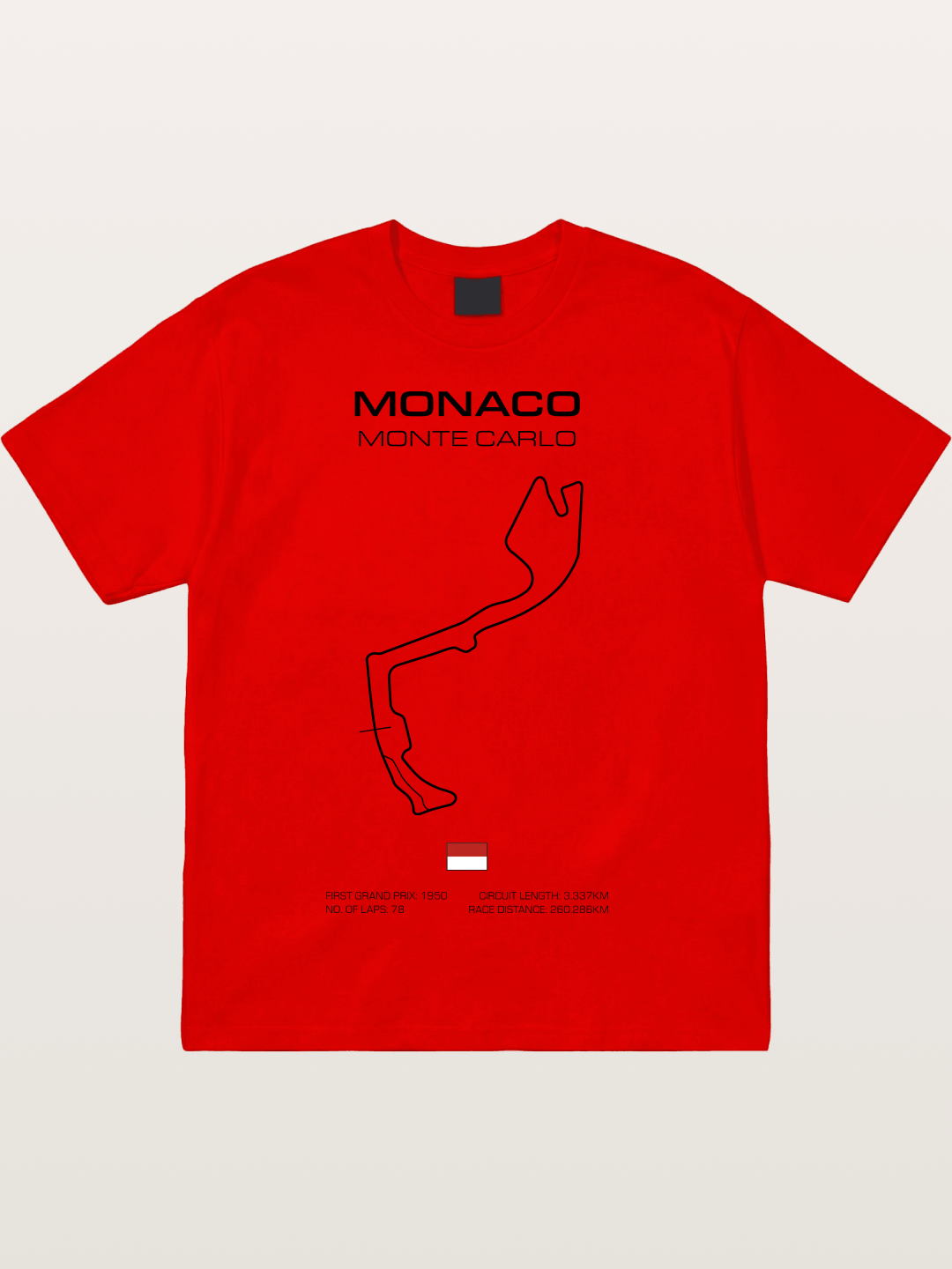 Monaco Circuit Minimal Line With Flag Cotton T-shirt