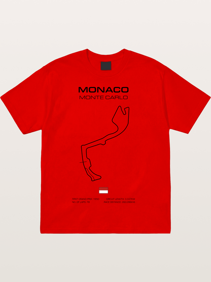 Monaco Circuit Minimal Line With Flag Cotton T-shirt