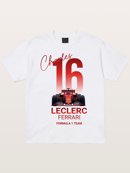 Charles Leclerc Ferrari 16 Art Cotton T-shirt
