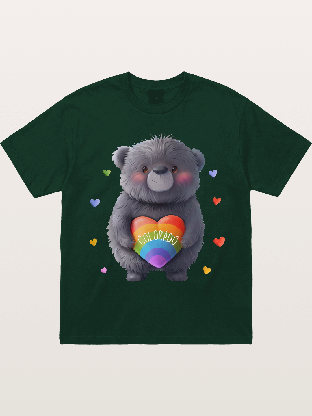 Colorado Pride Bear With Rainbow Heart Gildan T-shirt