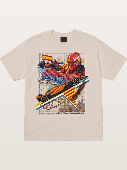 Barcelona GP Spanish Landmark Collage Cotton T-shirt