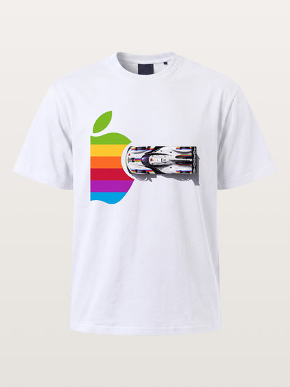 Rainbow Apple Shape Le Mans Race Car Cotton T-shirt